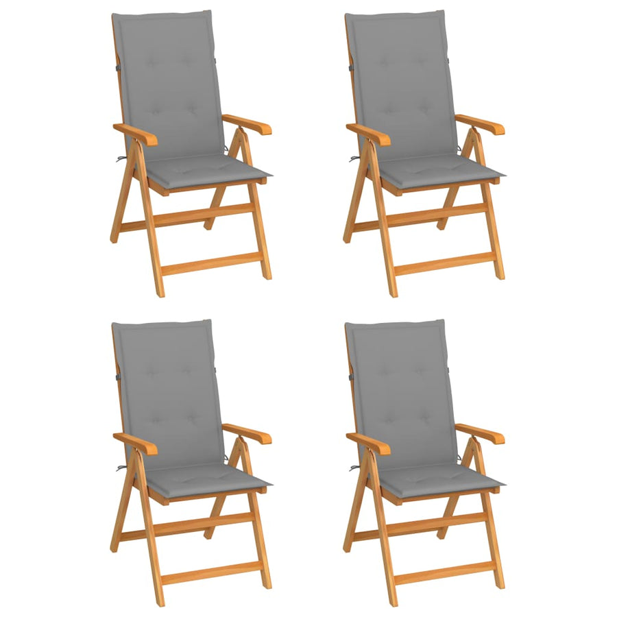 Tuinstoelen Met Grijze Kussens Massief Teakhout 4 Grijs