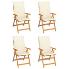 Garden chairs 4 pcs with cream cushions solid teak wood