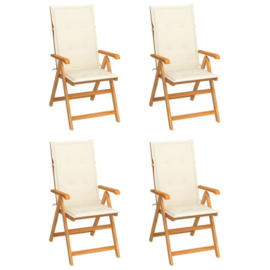 Tuinstoelen Met Kleurige Kussens Massief Teakhout 4 Crème