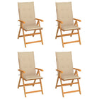 Garden chairs 4 pcs with beige cushions solid teak