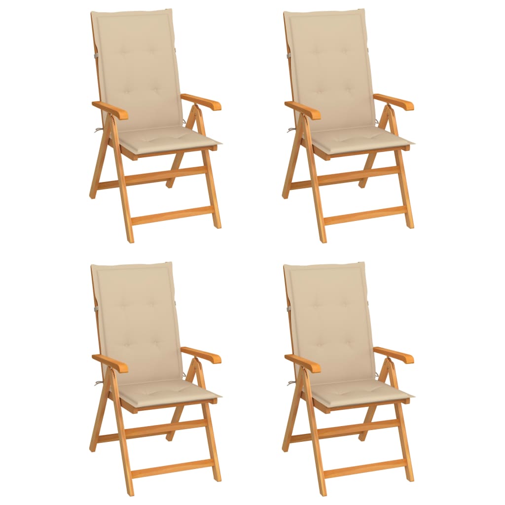 Tuinstoelen Met Kussens Massief Teakhout 4 Beige