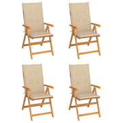 Tuinstoelen 4 st massief teakhout beige kussens