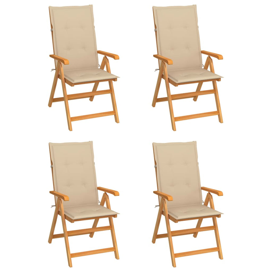 Tuinstoelen Met Kussens Massief Teakhout 4 Beige