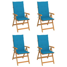 Tuinstoelen Met E Kussens Massief Teakhout 4 Blauw