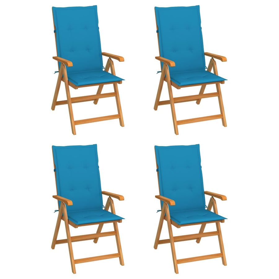 Tuinstoelen Met E Kussens Massief Teakhout 4 Blauw