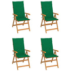 Tuinstoelen 4 st massief teakhout verstelbaar groen