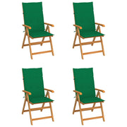 Tuinstoelen 4 st massief teakhout verstelbaar groen