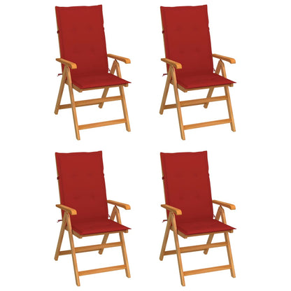 Tuinstoelen Met Rode Kussens Massief Teakhout 4 Rood