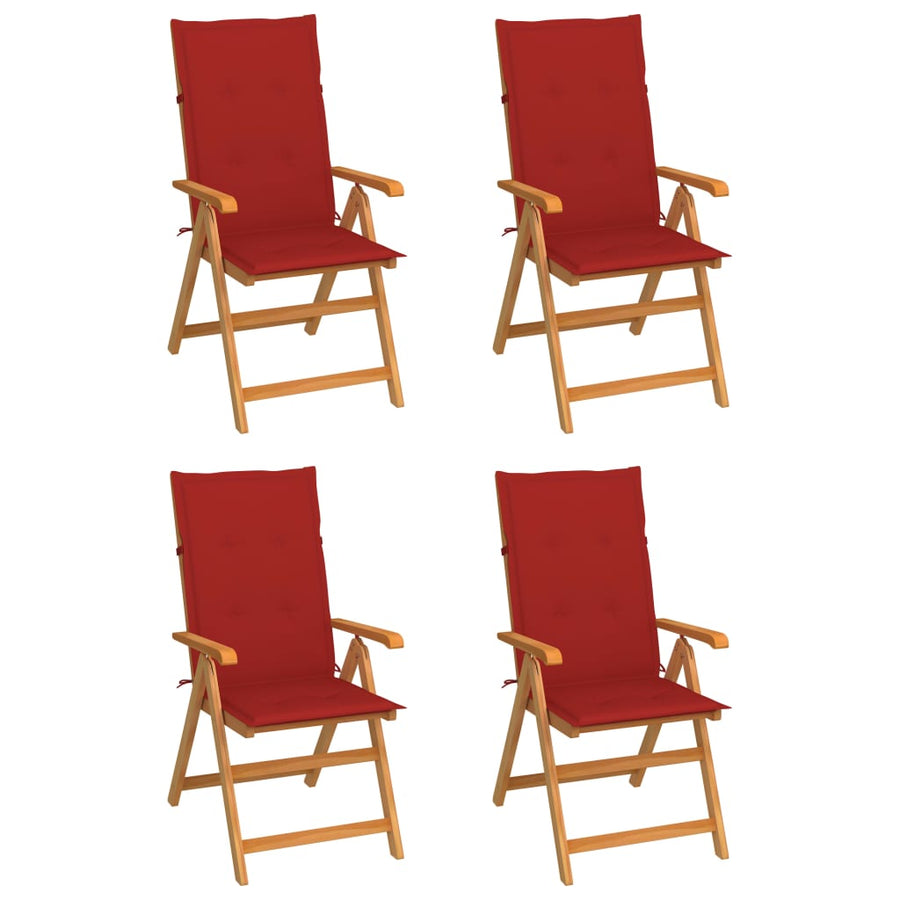 Tuinstoelen Met Rode Kussens Massief Teakhout 4 Rood