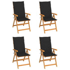 Garden chairs 4 pcs with black cushions solid teak