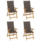 Tuinstoelen 4 stuks massief teakhout taupe kussens