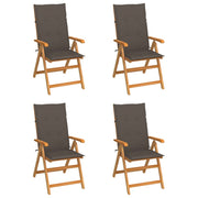 Tuinstoelen 4 stuks massief teakhout taupe kussens