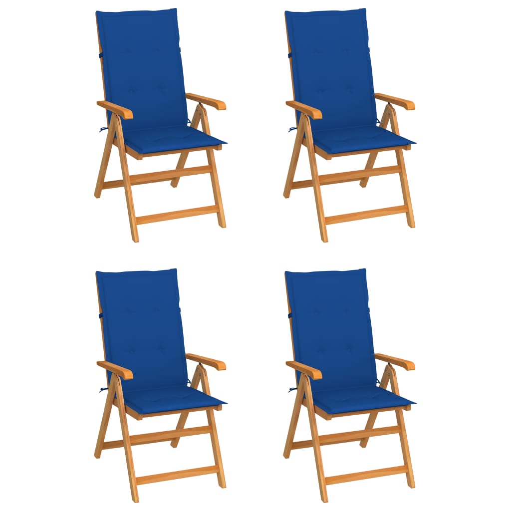 Tuinstoelen Met E Kussens Massief Teakhout 4 koningsblauw