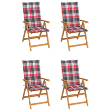 Tuinstoelen Met Rood Geruite Kussens Massief Teakhout 4 Rood ruitpatroon