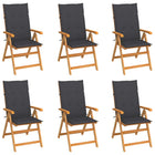 Tuinstoelen 6 st massief teakhout antraciet kussens