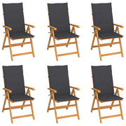 Garden chairs 6 pcs with anthracite cushions solid teak