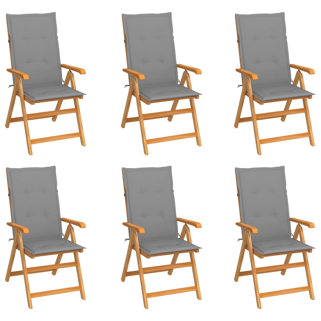 Tuinstoelen Met Grijze Kussens Massief Teakhout 6 Grijs