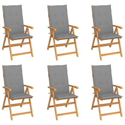 Tuinstoelen Met Grijze Kussens Massief Teakhout 6 Grijs
