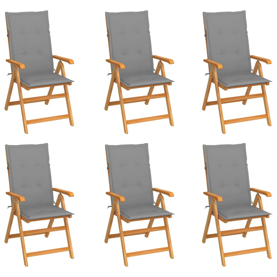 Tuinstoelen Met Grijze Kussens Massief Teakhout 6 Grijs