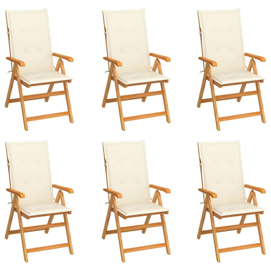 Tuinstoelen Met Kleurige Kussens Massief Teakhout 6 Crème