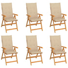 6 garden chairs with beige cushions solid teak