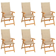 6 garden chairs with beige cushions solid teak