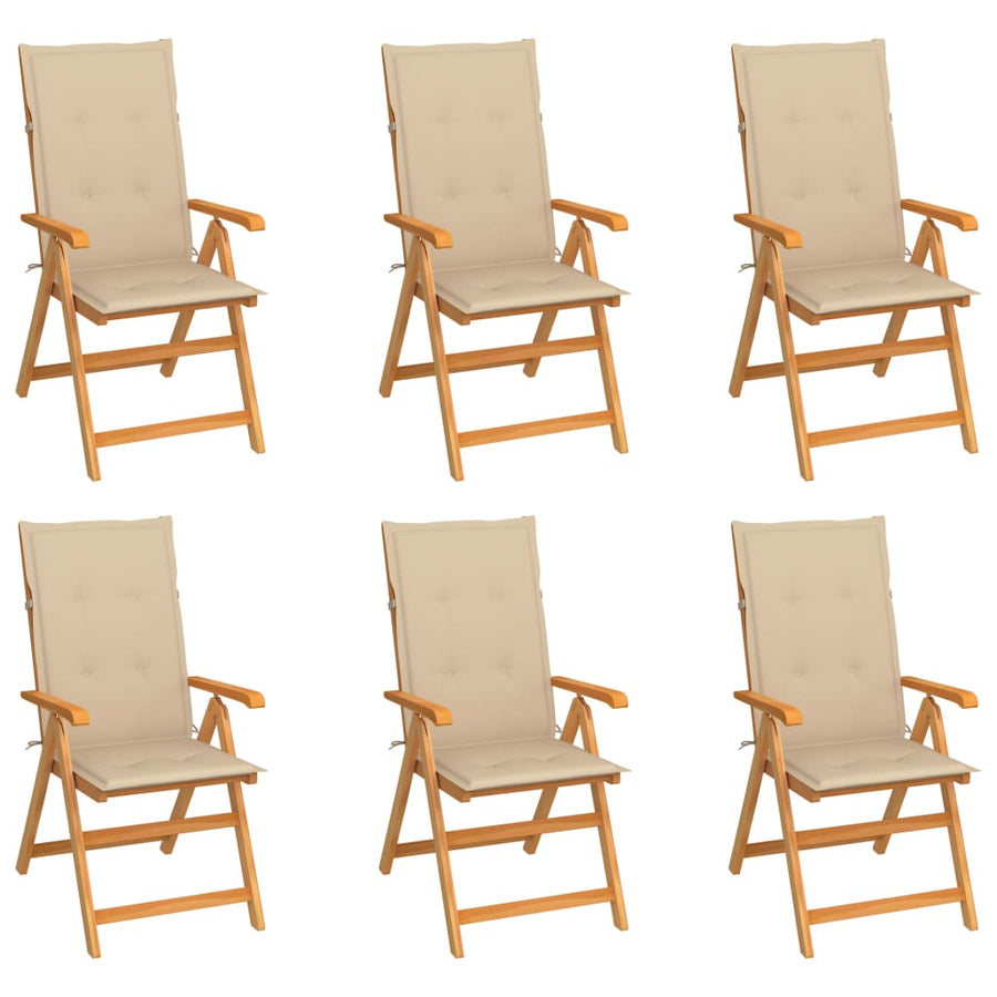 Tuinstoelen Met Kussens Massief Teakhout 6 Beige