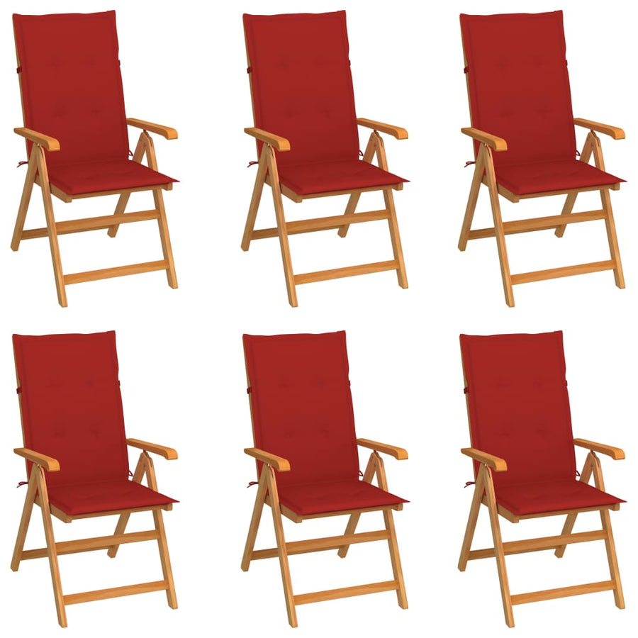 Tuinstoelen Met Rode Kussens Massief Teakhout 6 Rood