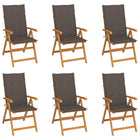 Tuinstoelen 6 st massief teakhout taupe kussens
