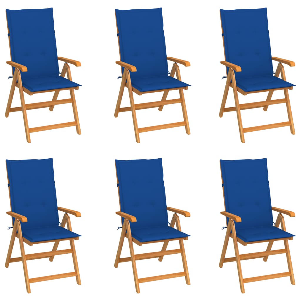 Tuinstoelen Met E Kussens Massief Teakhout 6 koningsblauw