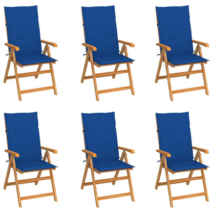Tuinstoelen Met E Kussens Massief Teakhout 6 koningsblauw