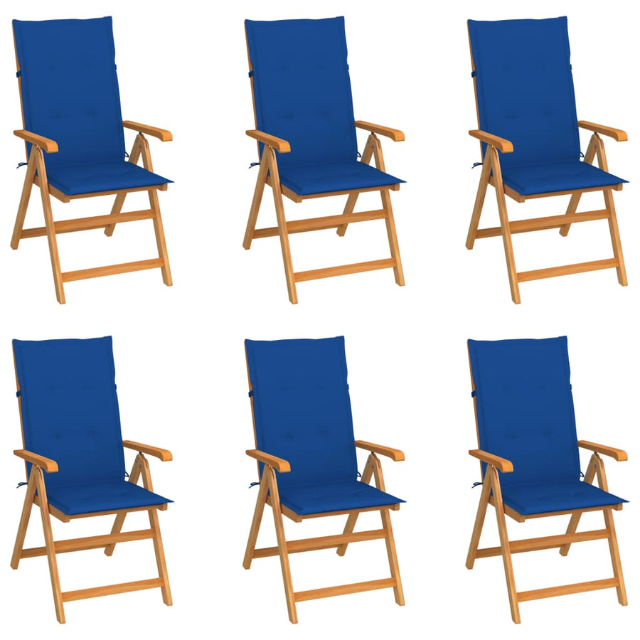 Tuinstoelen Met E Kussens Massief Teakhout 6 koningsblauw