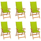 Garden chairs 6 pc with bright green cushions solid teak