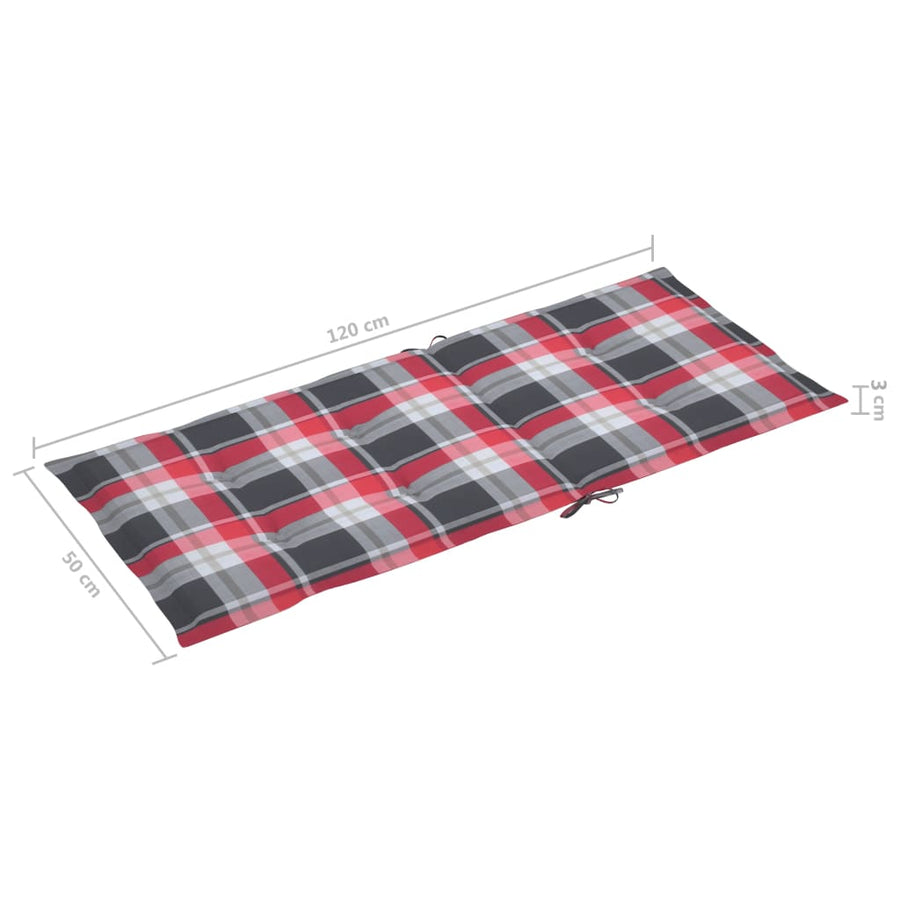 Tuinstoelen Met Rood Geruite Kussens Massief Teakhout 6 Rood ruitpatroon
