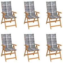 Tuinstoelen Met Grijs Geruite Kussens Massief Teakhout 6 Grijs ruitpatroon