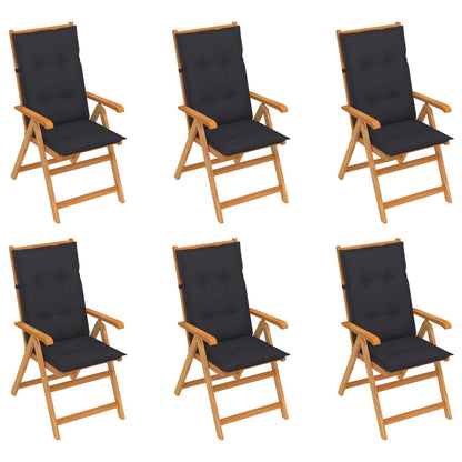 Tuinstoelen 6 st met antracietkleurige kussens massief teakhout