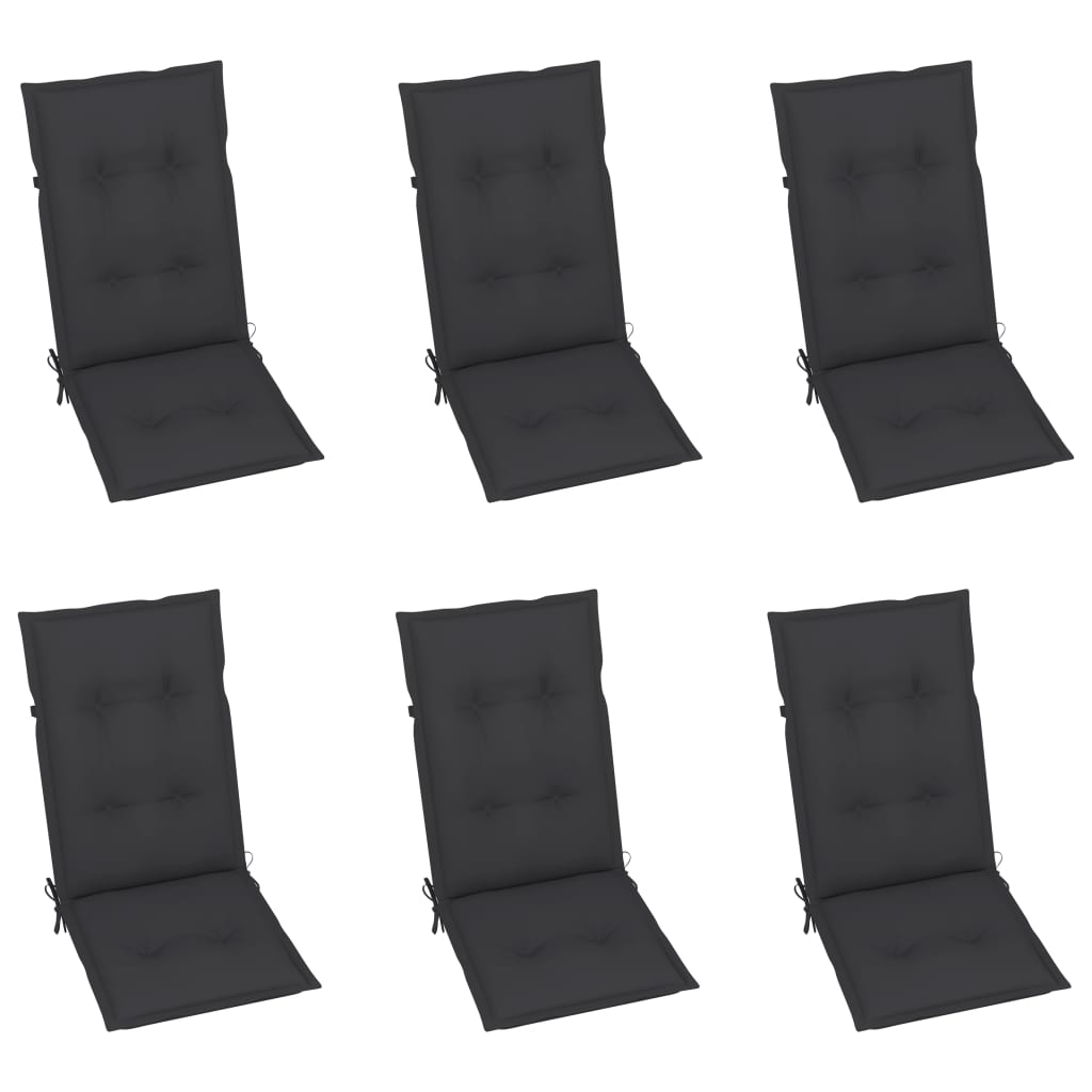 Tuinstoelen 6 st met antracietkleurige kussens massief teakhout