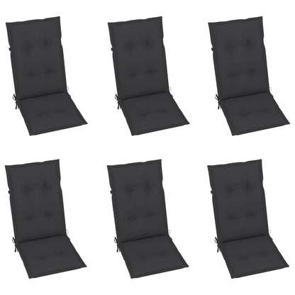Tuinstoelen 6 st met antracietkleurige kussens massief teakhout