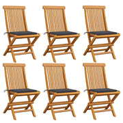 Tuinstoelen 6 st massief teakhout antraciet kussens