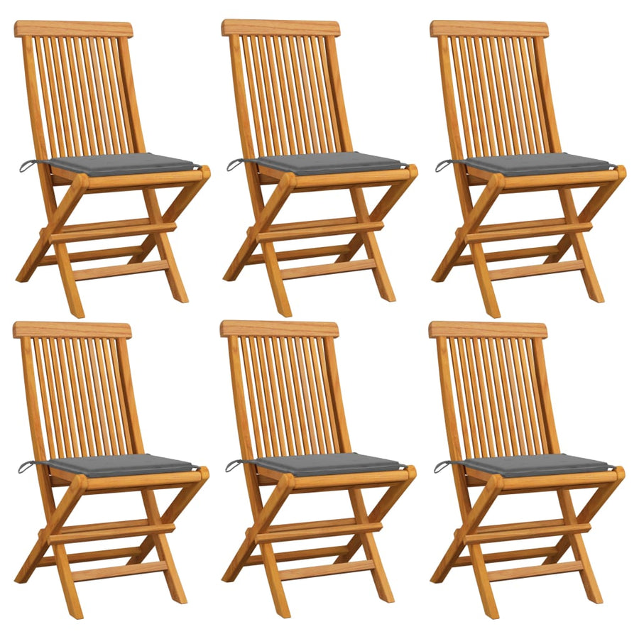 Tuinstoelen Met Grijze Kussens Massief Teakhout 6 Grijs