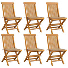Tuinstoelen 6 st massief teakhout beige kussens