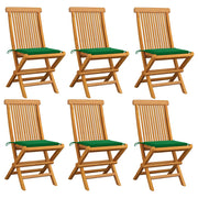 Tuinstoelen 6 stuks massief teakhout met kussens