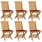 Garden Chairs With Wine Red Cushions Solid Teak 6
