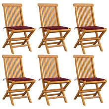 Tuinstoelen Met Wijnrode Kussens Massief Teakhout 6