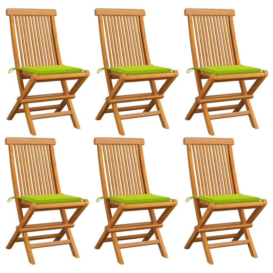 Tuinstoelen 6 St Met Heldergroene Kussens Massief Teakhout