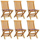 Tuinstoelen 6 st massief teakhout met kussens