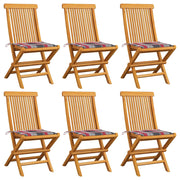 Tuinstoelen 6 st massief teakhout met kussens