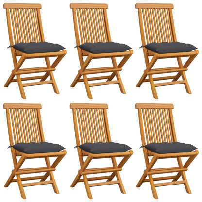Tuinstoelen Met Kleurige Kussens Massief Teakhoutt 6 Antraciet