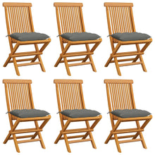 Tuinstoelen Met Grijze Kussens Massief Teakhout 6 Grijs
