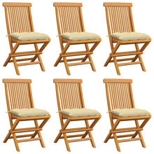 Tuinstoelen Met Witte Kussens Massief Teakhout 6 Crème